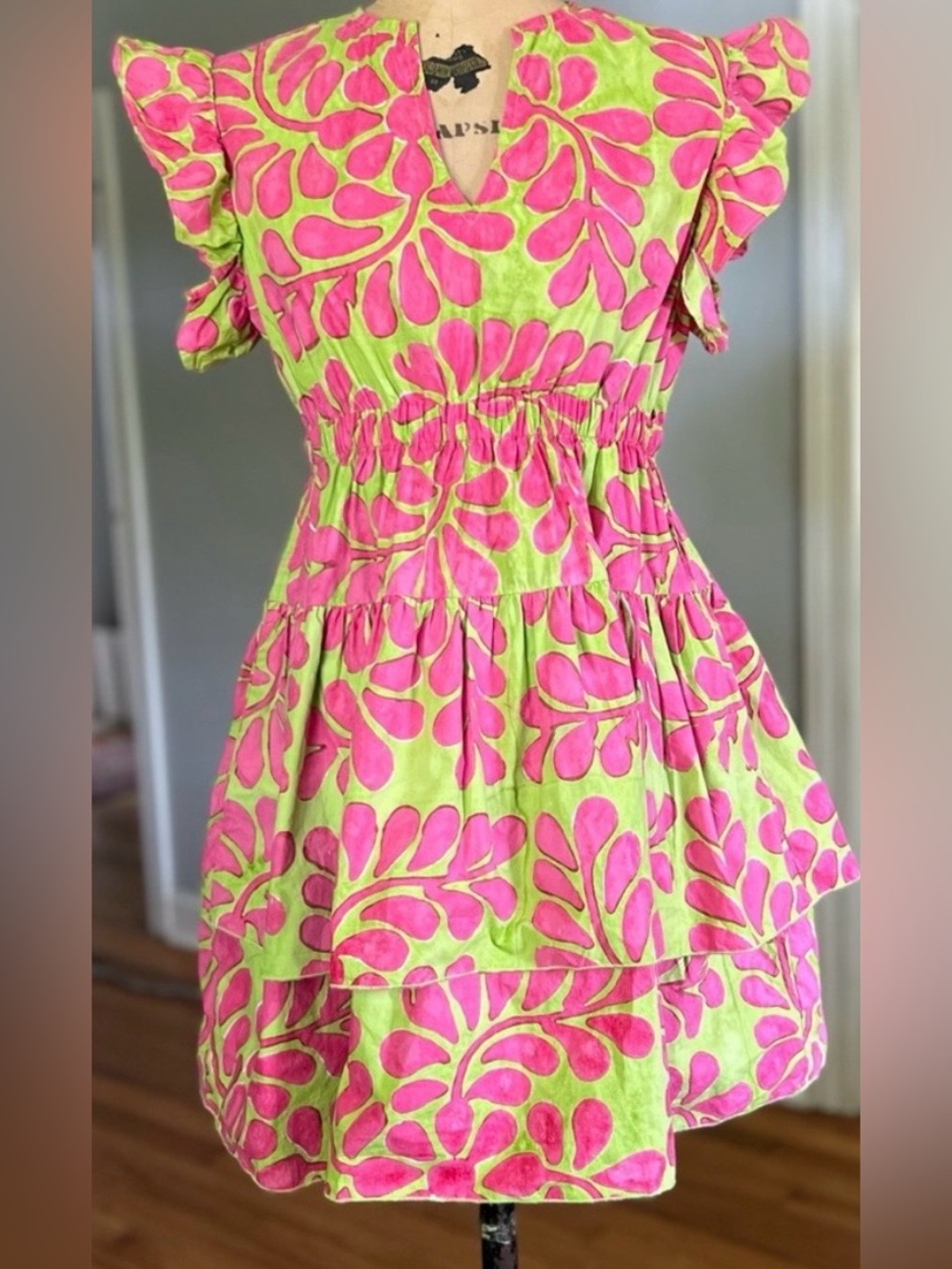 NWT Sohana Becca Flared Ruffle Colorful Double Flared Dress M